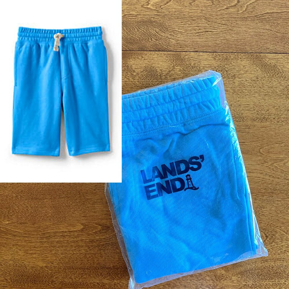Lands' End blue french terry shorts S 6-7 NWT